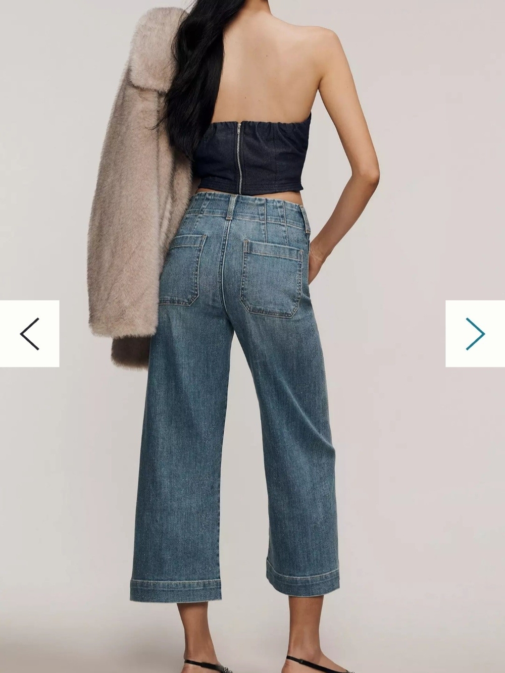 Maeve Sparkle Crop High-Rise Wide-Leg Jeans - Picture 8 of 9
